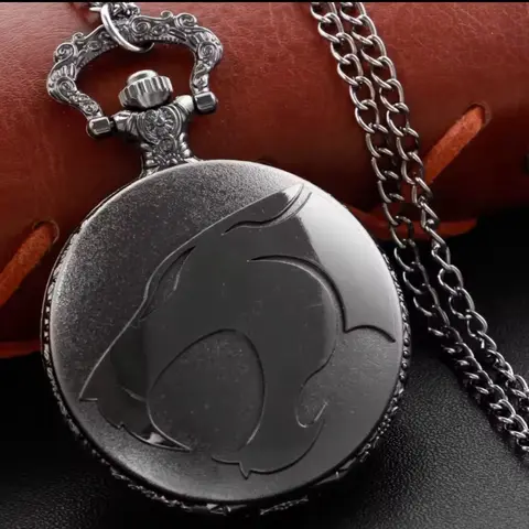 ThunderCats Pocket Watch Design Thunder Cats Cartoon Necklace Chain Link Metal Pocket Quartz Cosplay Steampunk Retro Vintage Classic