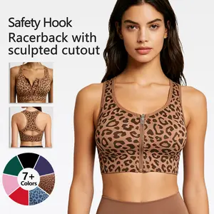 SUOVADUN XSL26039 Sports Bra for Women Front Zipper High Impact Workout Yoga Gym Seamless Breathable Sweat-Wicking Anti-Slip Support,summerwins