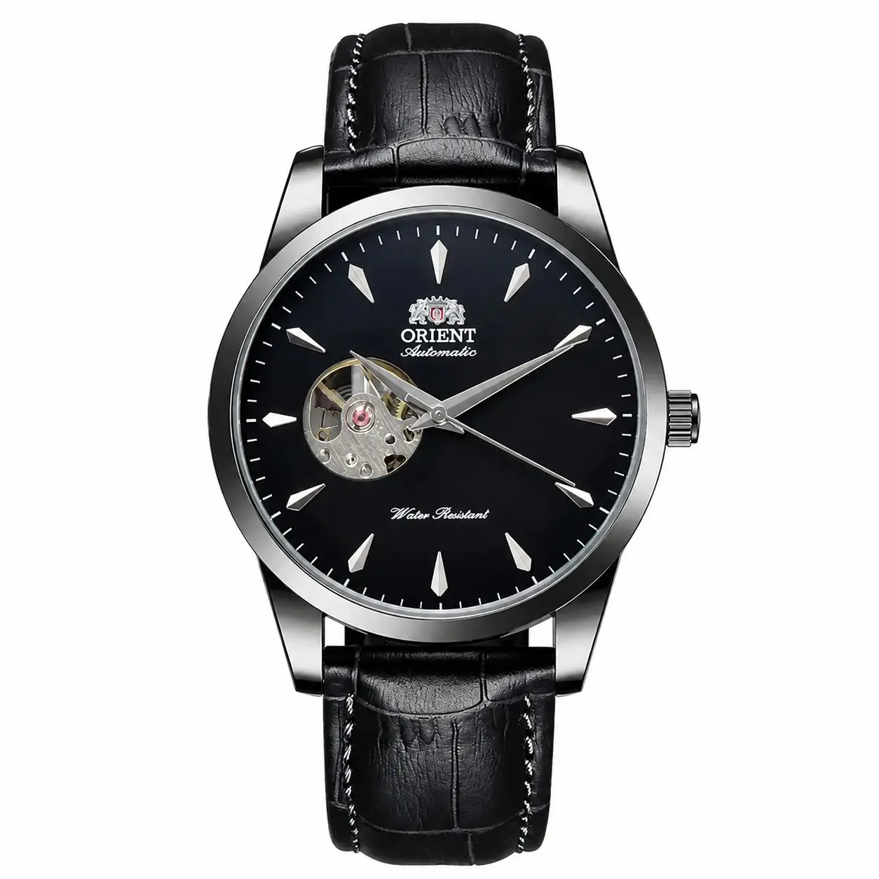 Men Automatic Mechanical Watch,Open Heart Skeleton Dial,Leather Strap,Water Resistant,Luminous Index,Classic Business Dress Wrist Watch for Men Birthday Gift
