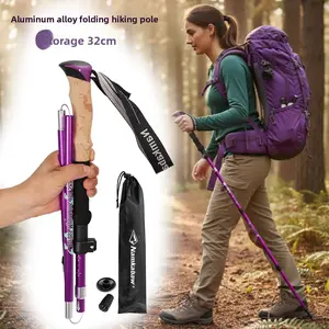 Foldable Aluminum Trekking Poles, Lightweight Collapsible Hiking Sticks, Adjustable Quick Lock Walking Poles for Outdoor Camping, Backpacking & Travel