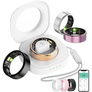 Smart Ring for Women Men, Health Tracker with Heart Rate/Blood Oxygen/Blood Pressure/Sleep Monitoring/Step Counting, IP68 Waterproof Fitness Ring, No App Fees for iPhone & Android (Black, 8 # )