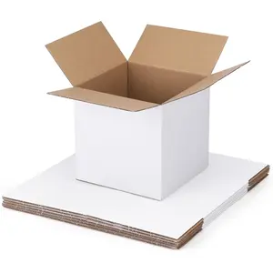 6x6x6 Shipping Boxes Set of 6, White Corrugated Cardboard Box for Mailing and Business Packaging