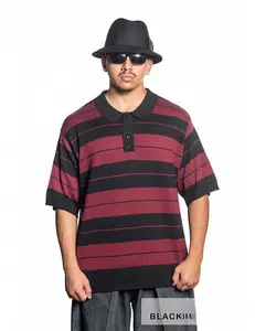 CAL TOP 999 S/S Polos T-Shirts - BLACK-BURGUNDY