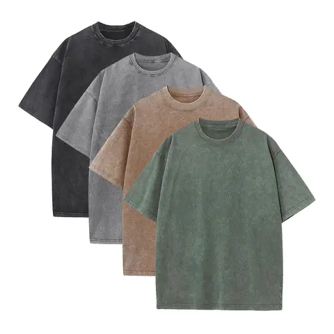 Men's Cotton Short-Sleeve T-Shirt - Menswear, Retro, Athletic, Basic, Tie-Dye, Breathable, Loose Fit, Dropped Shoulders, Round Neck, Soft Medium-Length Summer Casual Street Style Top