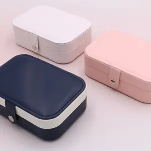 Poshieca Jewelry Boxes For Girls - PU Leather Travel Jewelry Box - Jewels Storage Box For Earring, Ring, Necklace - Bridesmaid Gifts For Girls PU Leather Jewelry Case Light Organiser Water Proof