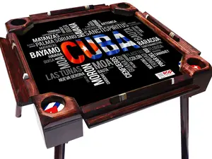 Professional Domino Table with Cuban Design – Cuban Cities and Flag – Modern Style, Foldable and Durable