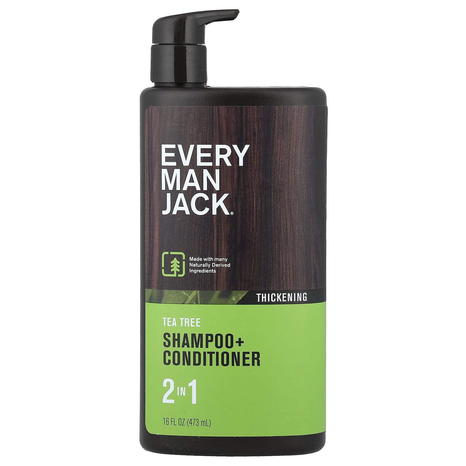 Every Man Jack 2 In 1 Shampoo + Conditioner, Thickening, Tea Tree, 16 fl oz (473 ml)