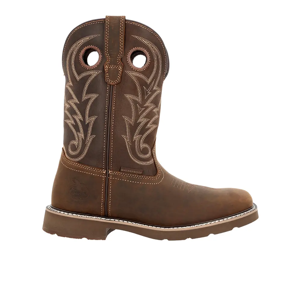 Georgia Boots Mens Core 37 Western 11 Inch Waterproof Steel Toe  Work/Duty - Brown