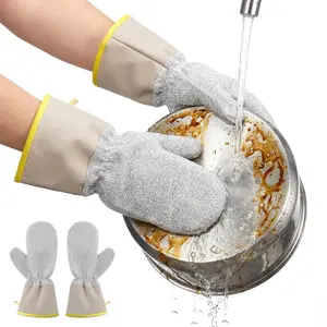2PCS Wire Dishwashing Gloves, Multipurpose Non-Scratch Wire Dishcloths for Wet and Dry Use, Reusable Wire Cleaning Cloths for Kitchen, Sinks, and Pans Silver Removable, Washable Gloves for Kitchen Cleaning