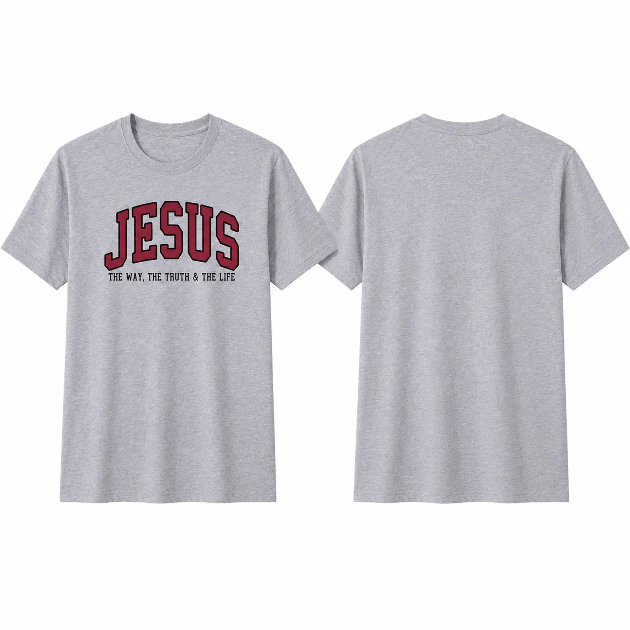 Jesus The Way The Truth and The Life T-Shirt, Christian Faith Graphic Tee, Gray Short Sleeve Casual Cotton Shirt for Men Women tiktokshopbacktoschool