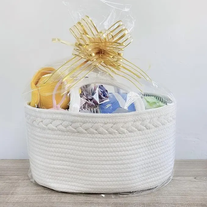 ABenkle Cotton Rope Baby Diaper Caddy - Nursery Storage Bin, Car Organizer for Diapers & Baby Wipes, Changing Table Organizer