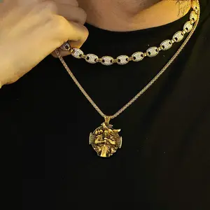 U7 Viking Odin God Cross Roundel Pendant Necklace Norse Mythology Amulet Odin Sword Medallion Amulet