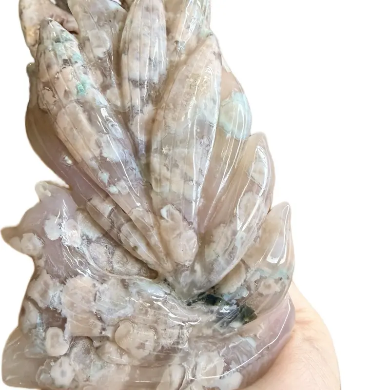 Green and Pink Flower Agate, Madagascar - Natural Crystal Decorative Gemstone for Home and Garden