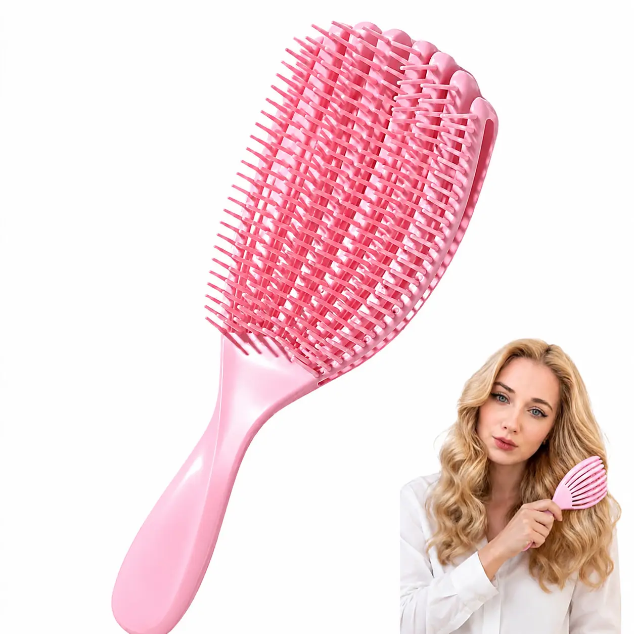 Detangler Brush for Curly Hair - Wet & Dry Detangling Tool for Thick, Thin Wavy Hair, Gentle Breakage-Reducing Brush for Women, Multi-Color Pink Facial Razor Set