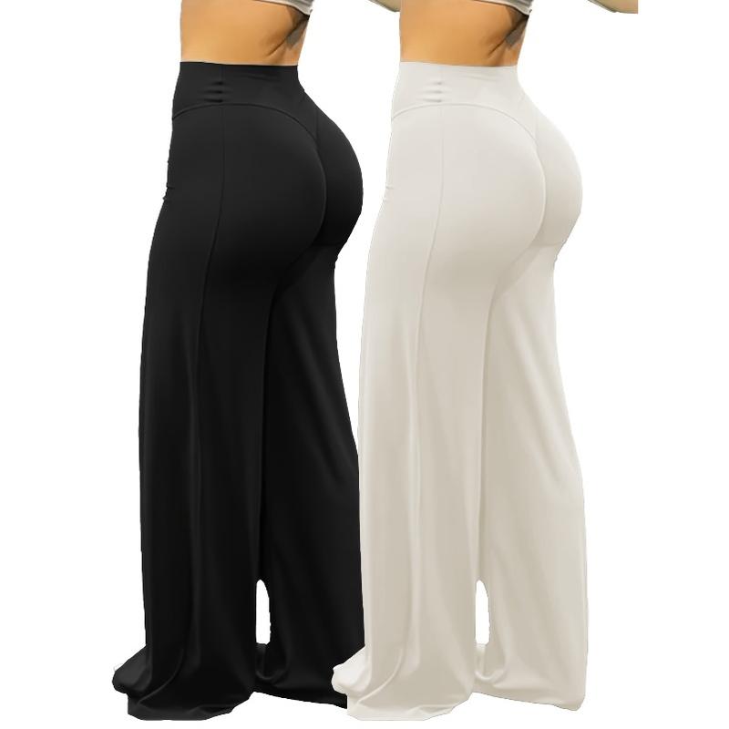 2026  Spring Activewear Essential! 2-Piece Plus-Size Women’s Wide-Leg Yoga Pants Set | Comfortable for Outdoor Yoga, Fitness & Casual Outings | Trendy Athleisure Staple