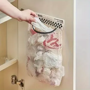 Kitchen Garbage Bag Storage Bag, Wall Mounted Large Capacity Storage Bag, Plastic Bag Storage Mesh Bag, Home Organizer for Kitchen