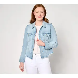 Liverpool Los Angeles Trucker Jacket with Fray Hem - Gulf Shores
