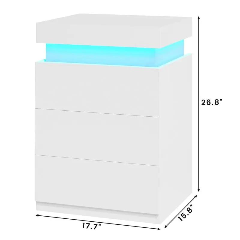 Sikaic Modern Nightstand with Charging Station & LED