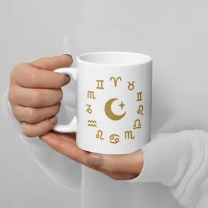 Cosmic Drip Mug + Astrology Signs - White