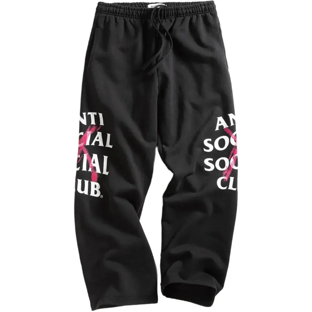 Anti Sociaaal Oversized Graphic Sweatpants Relaxed Fit Fleece Joggers Unisex Casual Streetwear Lounge Athletic Wide Leg Pants