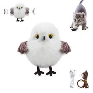 Cat Toys, Flapping Wings Bird, No Flying, Chirping Bird Interactive Catnip Toy for Kitten or Small Dogs, Touch Activated, Rechargeable