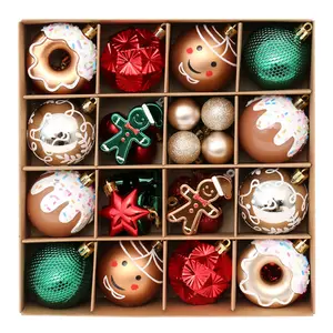 42-piece Handmade Christmas Tree Decoration Set - Cute Red, Green, and Gold Balls for Festive Atmosphere - Various Styles Suitable for Christmas Decoration Gifts