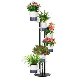 VIVOSUN Metal Plant Stand, 6-Tier Tall Vertical Planter Tower with Self-Watering Planters, Modular Shelf for Indoor & Outdoor Use