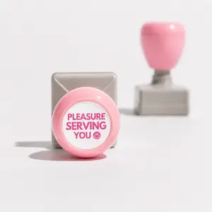 “Pleasure Serving You” Smiley Face Stamp | Cute Server Stamp