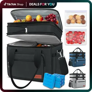 Back to School 23L Extra Large Expandable Insulated Cooler Lunch Box for Men Double Deck Leakproof Heavy Duty Lunch Bag