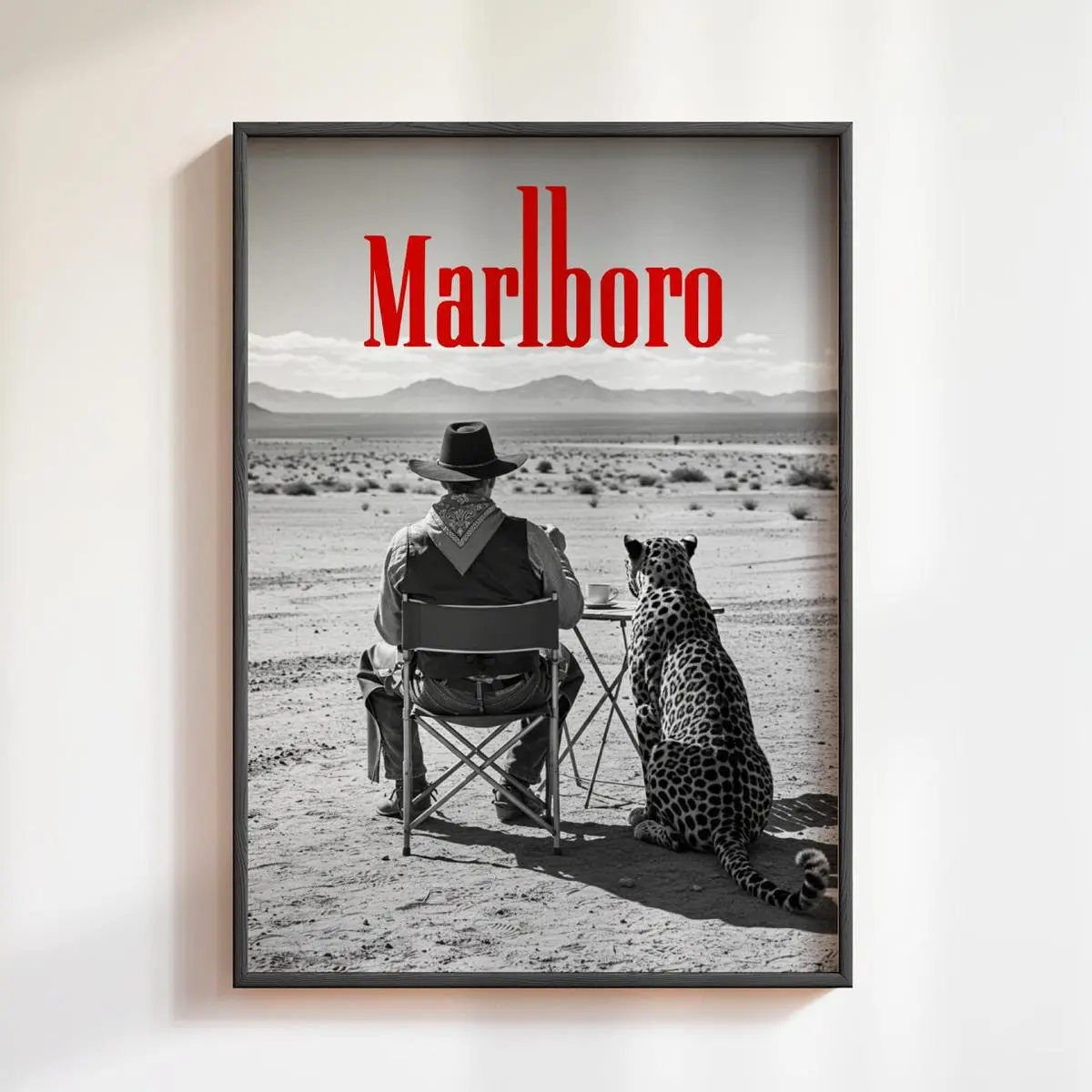 Vintage Cowboy Cheetah Poster: Retro Western Mancave Wall Art
