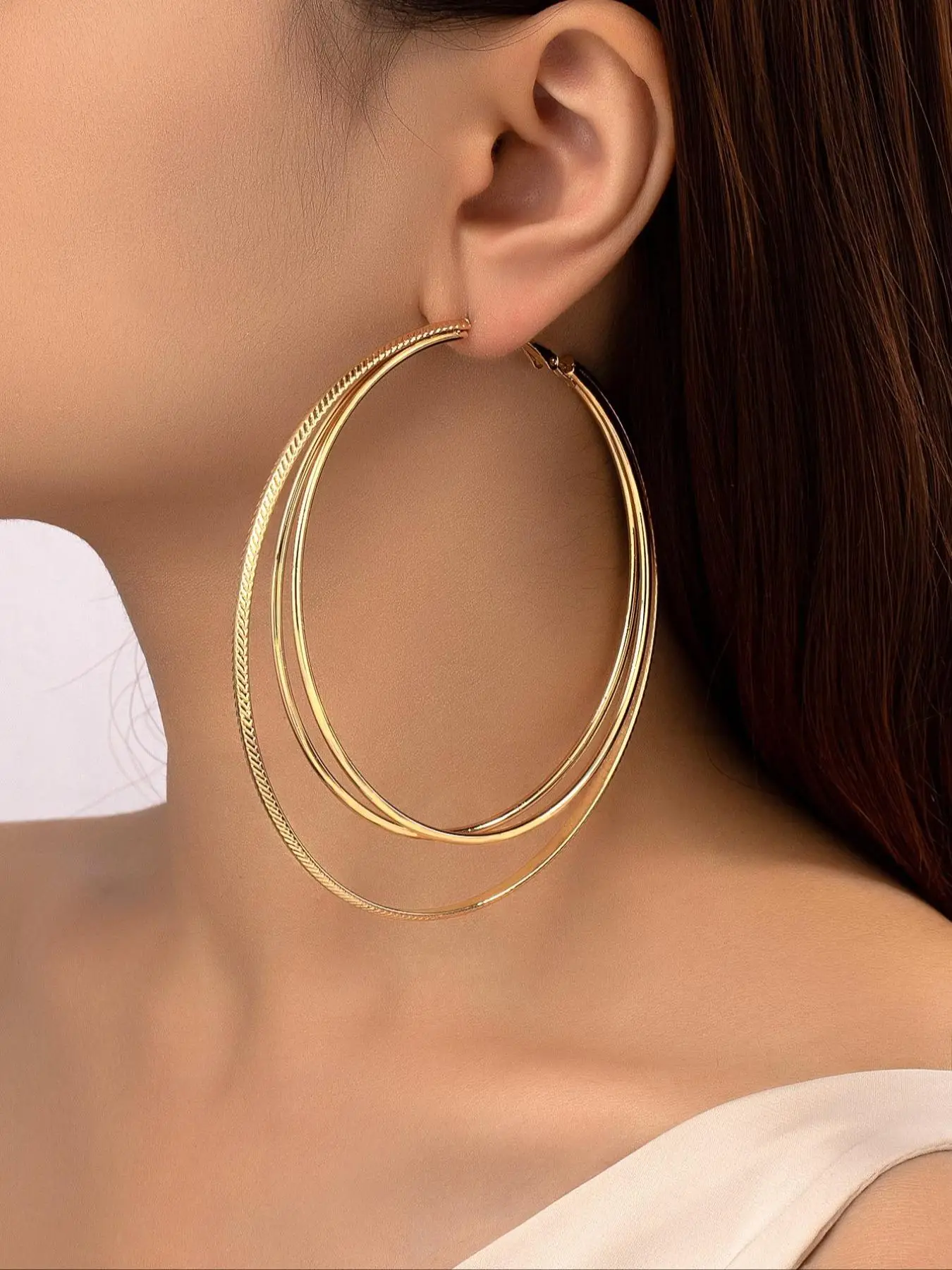 Geometric Design Hoop Earrings for Gift, 2024 New Trendy Elegant Fashion Metal Jewelry for Women and Girls, Casual All-match Accessories for Party, Da