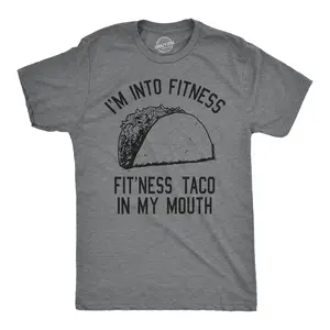 Mens Fitness Taco Funny T Shirt Humorous Gym Graphic Novelty Sarcastic Tee Guys Mens Funny T Shirts Cool Vintage Fashion T-Shirt Gift Classic Menswear Cinco De Mayo Apparel for Men Funny Fitness Short Sleeve Dark Grey