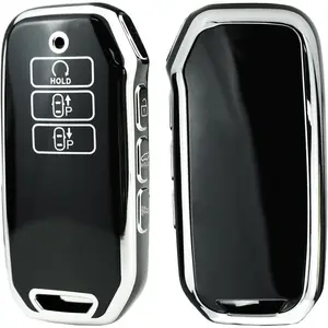 TPU Key Fob Cover for Kia EV6 K5 Seltos Carnival Seven-Key Dl3 Mq4 Accessories Key Shell Cover Protector Smart Remote Auto Key for Kia Key Case 7 Button-Black