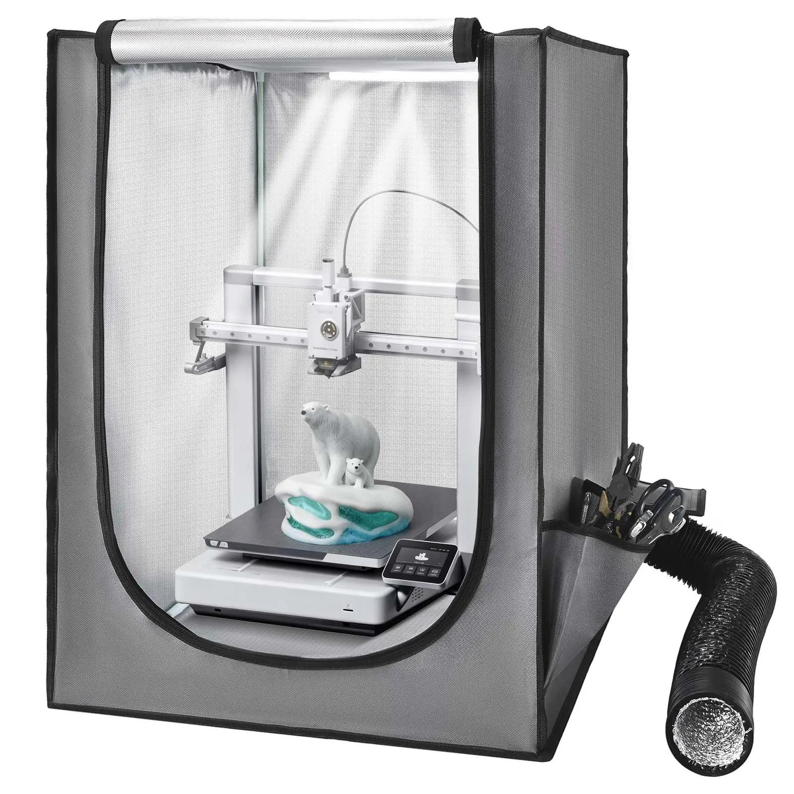 VEVOR 3D Printer Enclosure, 600D Oxford Cloth Dustproof Waterproof Case with LED Light, Ventilation System, Constant Temperature Control, 21.65x25.59x29.53in, 4.72lbs, Transparent View, Easy Installation, Fits Photon Series/Mars 3, FDM/LCD Printers, 21.65