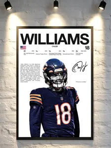 Vintage Sports Poster Caleb Williams Chicago Bears Canvas Print  #1 Draft Pick Heisman Trophy Winner, the perfect gift for NFL fans and Chicago Bears supporters