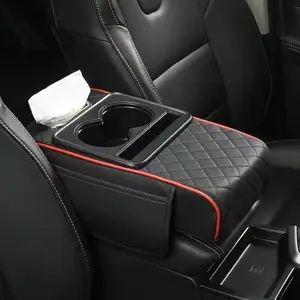 Center console armrest cushion, multifunctional 4-in-1 cushion, suitable for car armrest boxes, car storage bags, car center console organizers, car interior accessories, and car organization supplies, Car Cup Holders