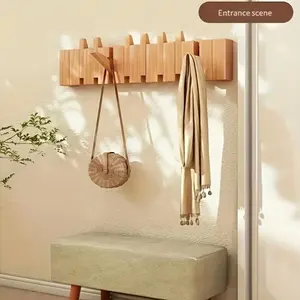 Foldable Wooden Wall Mounted Hook Stand Piano Key Design Bohemian Berlin Style Home Decor Space Saving Storage Organizer Wall Hooks for Towels Coats Scarves Perfect for Bathroom Entryway Bedroom Mud Room Wall Decor Home Essentials