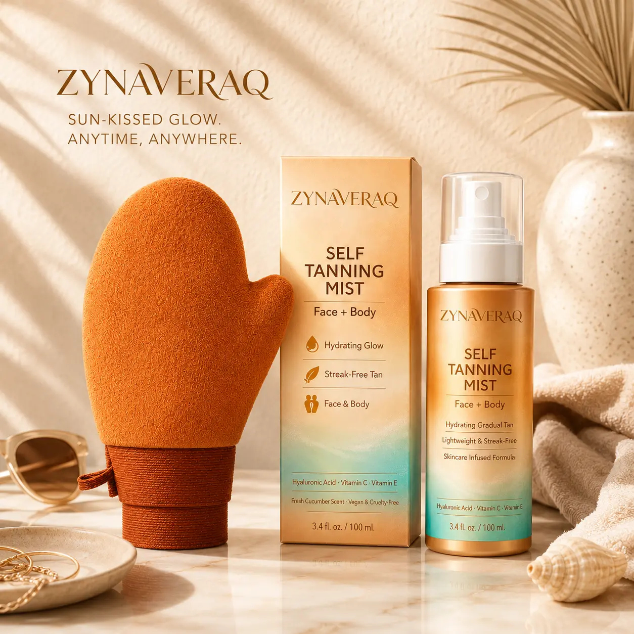 Self-Tanning Mist Natural Looking Self Tanner Tanning Suit Nontoxic Self Tanner Sun Tan Dark Spraytan Vegan Sunscreen Tanner for All Skin Types for Face and Body