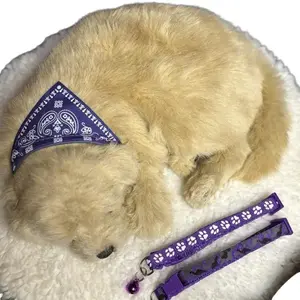 Pet Adjustable Bandana Collar Set with Bow and Decorative Design for Pets