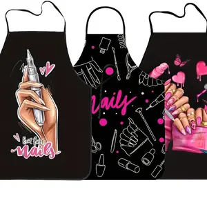 Nails Pattern Apron, 1 Count Breathable Cooking Apron, Sleeveless Kitchen Apron for Home Dining Room Garden Coffee Shop