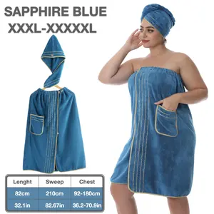 Women's Plus Size Bathrobe Set, Soft Coral Fleece Material, Adjustable Fit M-Xxxxxl, Ideal for Home & Travel Use