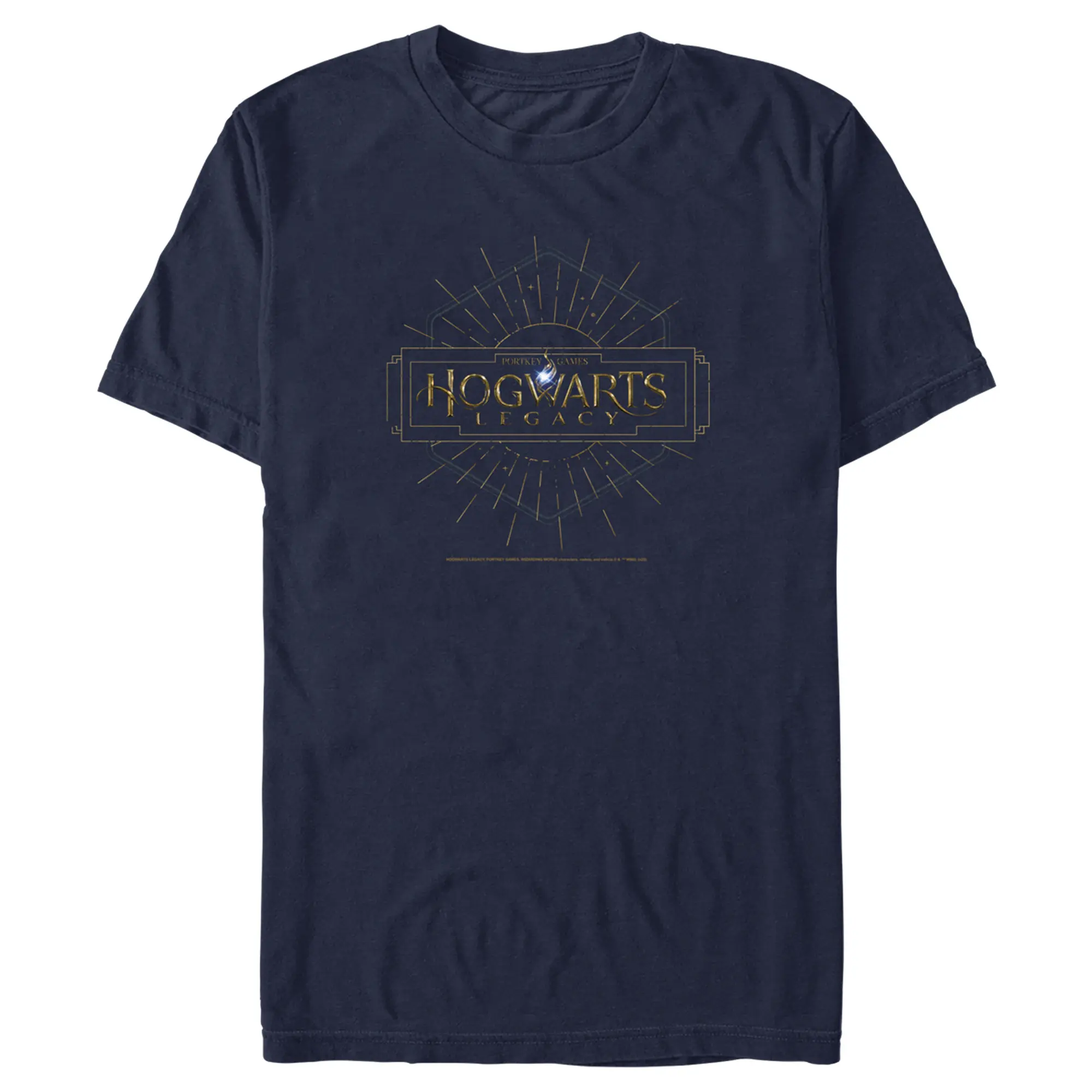 Men's Hogwarts Legacy Art Deco Logo Graphic Tee - Round Neck Short-Sleeve Menswear Top, Fashion Casual Apparel