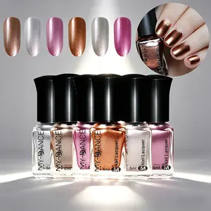 Chrome Metallic Silver Mirror Nail Polish 6ml/Each, 6 Counts Quick Dry Long-Lasting Mirror Finish Nail Polish, Non-UV Professional DIY Nail Art Accessories