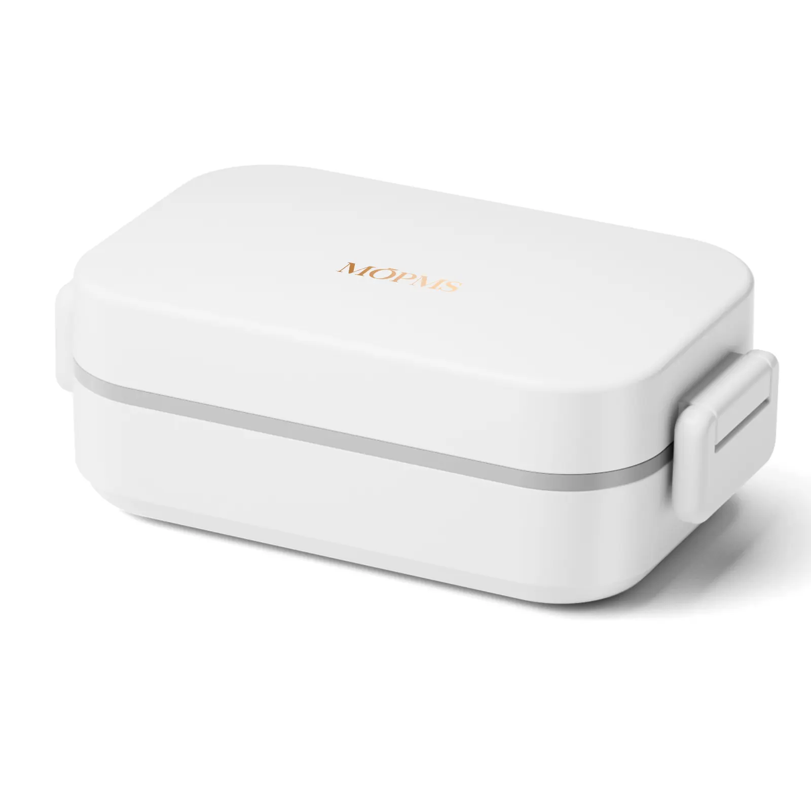 MOPMS Acrylic Square Compact Solid White Leakproof Soap Dish with Side-Clasp Locking System, Sealed Gasket, Built-In Elevated Drying Rack, Table Mount Drop-Proof Portable Case for Camping, Business Trips, Travel Safe