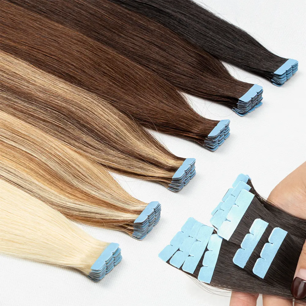 Mini Tape in Human Hair Extensions Natural Straight For Women 12inch-20inch 12.5g-20g Easy to Wear 10pcs/pack Salon Quality Invisible Tape In Hair