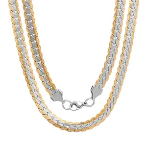Python Two-Tone Flat Cuban Chain Link Necklace