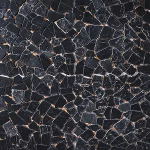 Glam Black Pebbles 12x12 Tumbled Marble Mosaic Tile Sample