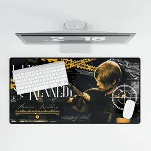 Leon Kennedy Resident Evil Merch Art Design: Tactical Yellow Gaming Desk Mat and Mousepad for Gamer Fans Gift