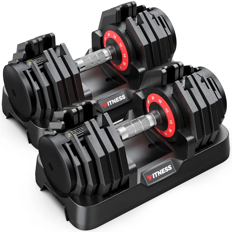 Bearbro 55lb/80lb Adjustable Dumbbells, 1-Sec Adjustable Weights Dumbbells , 5 in 1 Free Dumbbell with Anti-Slip Texture Handle, Weight Set For Home Gym Suit both Men and Women,dealsforyoudays