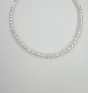 PEARLISM  White AK Color Pearl Full String Necklace Princess Necklace | 5-6 mm Full-String Adjustable -AFAN027